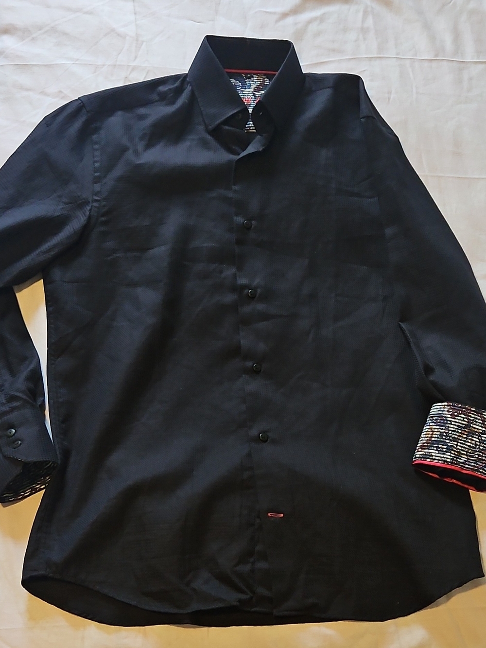 Luchiano Visconti Black Label Men's Black Long-Sleeve Dress Shirt - Button-Up